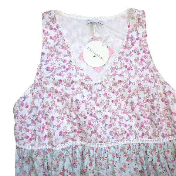 NWT LoveShackFancy x Target Camille in Pink Floral Sleeveless Tier Midi Dress M - Picture 3 of 4